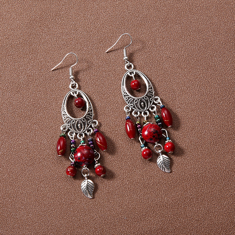 Wholesale Bohemian retro ethnic style ancient silver earrings