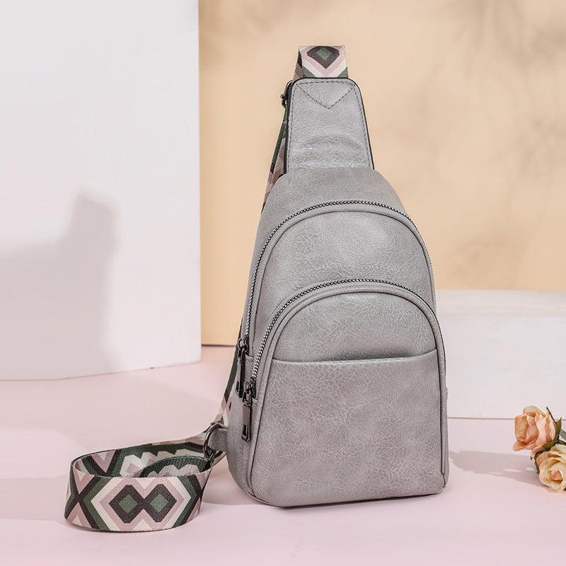 Wholesale PU Autumn and Winter Wide Shoulder Strap Casual Sports Chest Bag