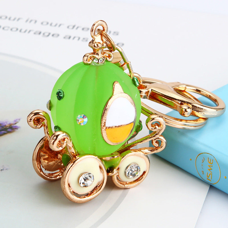 Wholesale Metal Keychain Rhinestone Princess Carriage Car Key Accessory Gift For Women