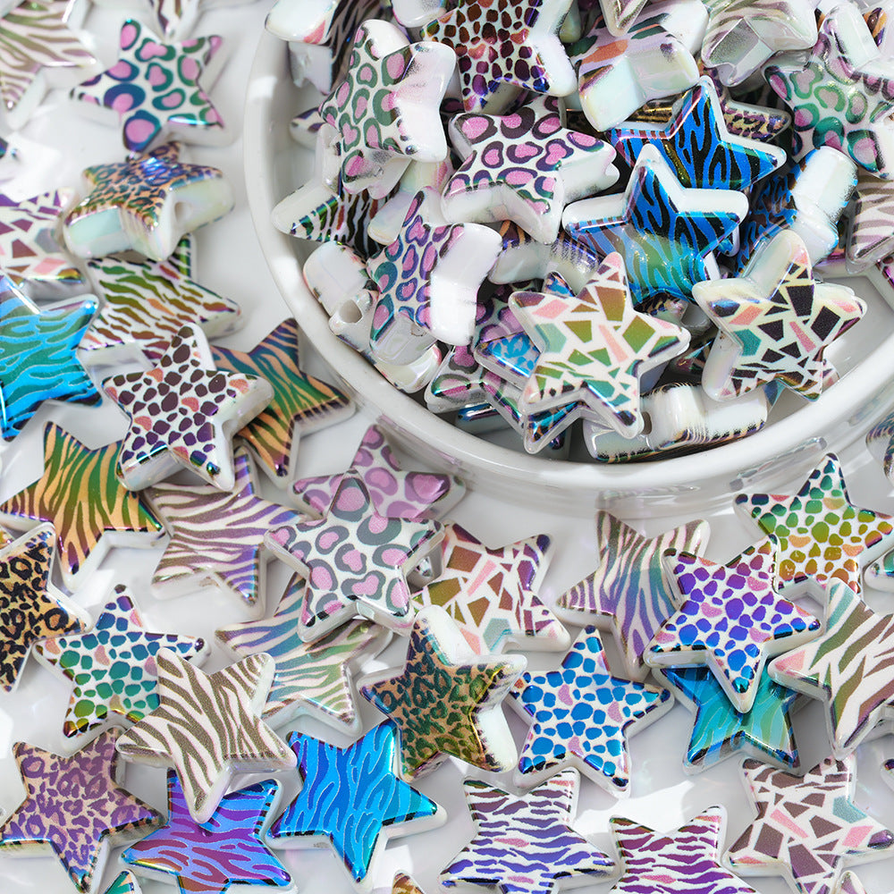 Wholesale 10pcs Leopard Five-pointed Star Mixed Pierced Beads