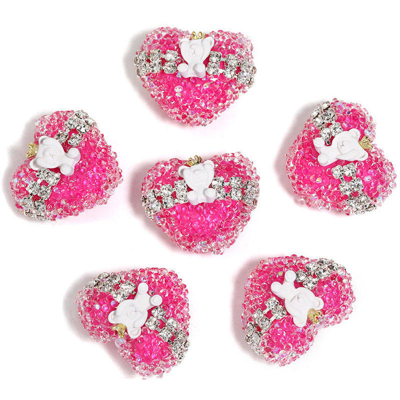 Wholesale 5pcs/pack Rhinestone Crown Bear Love Beads Shiny Sugar Beads