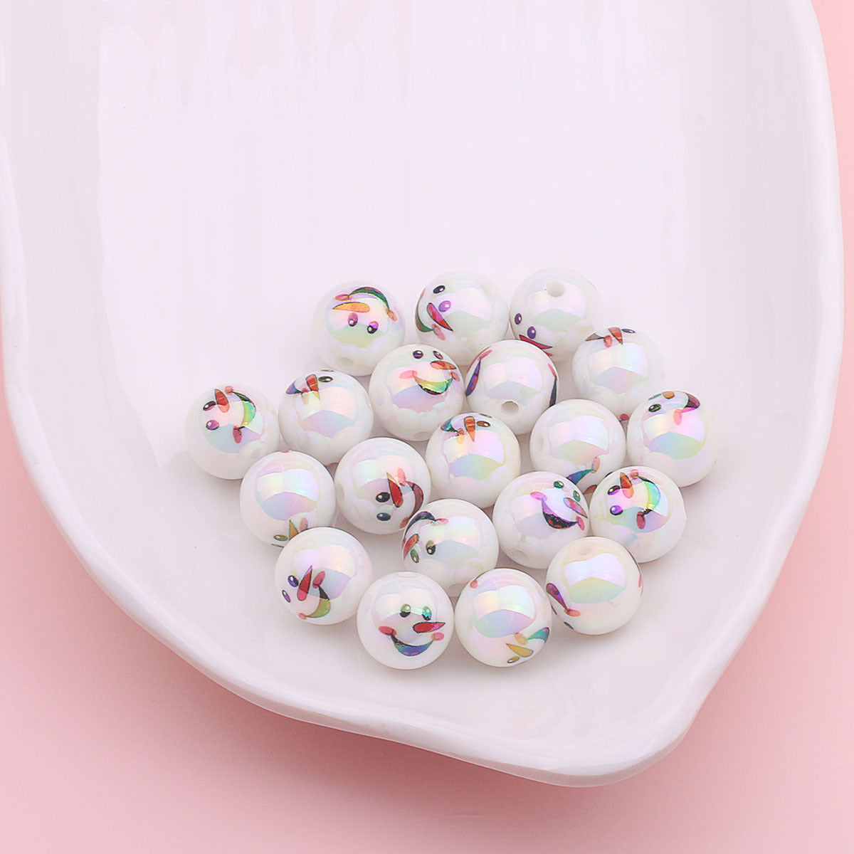 Wholesale 200pcs 16mm Christmas UV Plating Color Straight Hole Bead Square DIY Loose Beads