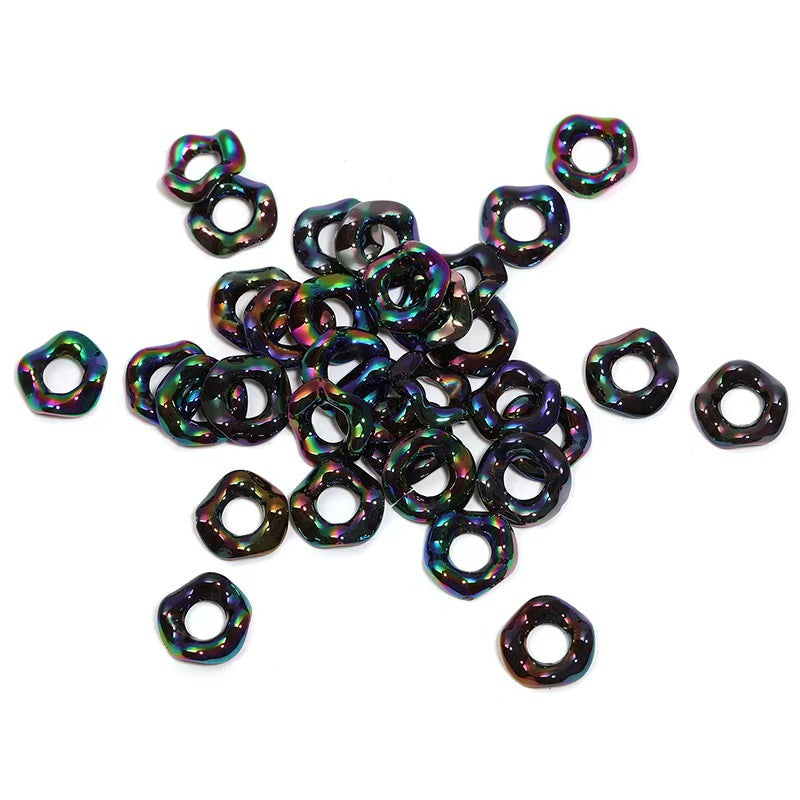 Wholesale Random 200pcs Macaron Large Hole Bead Spacers Handfelt Paint Round Wave Spacer DIY Beades