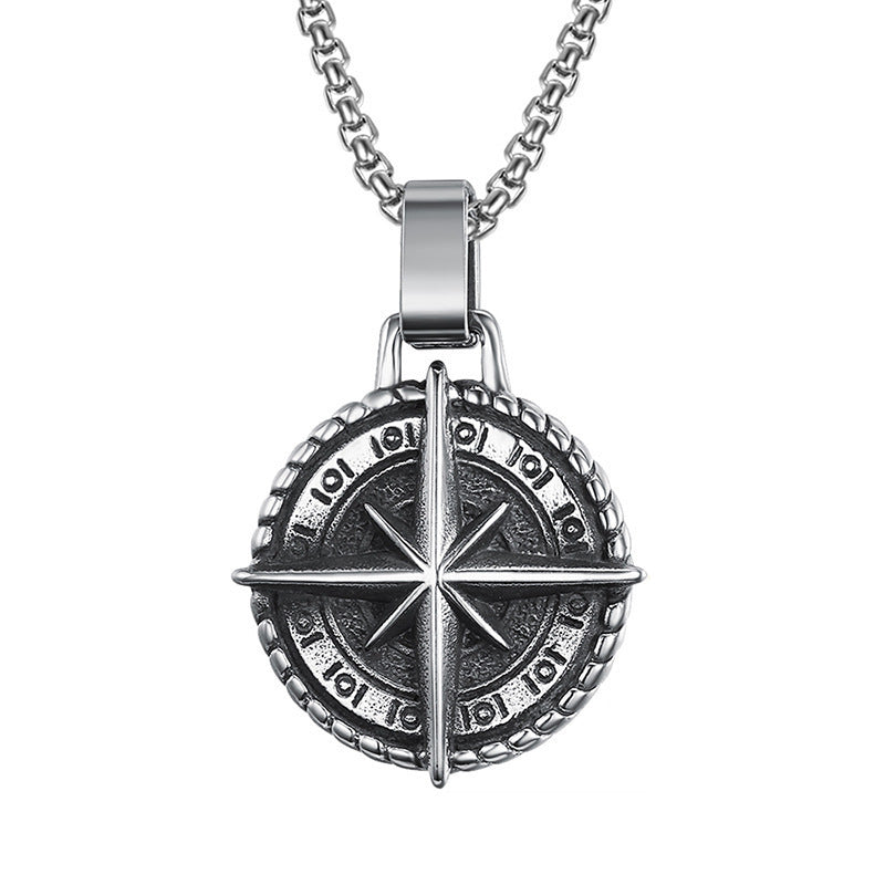 Wholesale Vintage Compass Stainless Steel Necklace