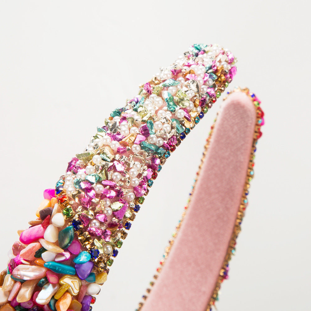 Wholesale wide-brimmed high skull color matching headband