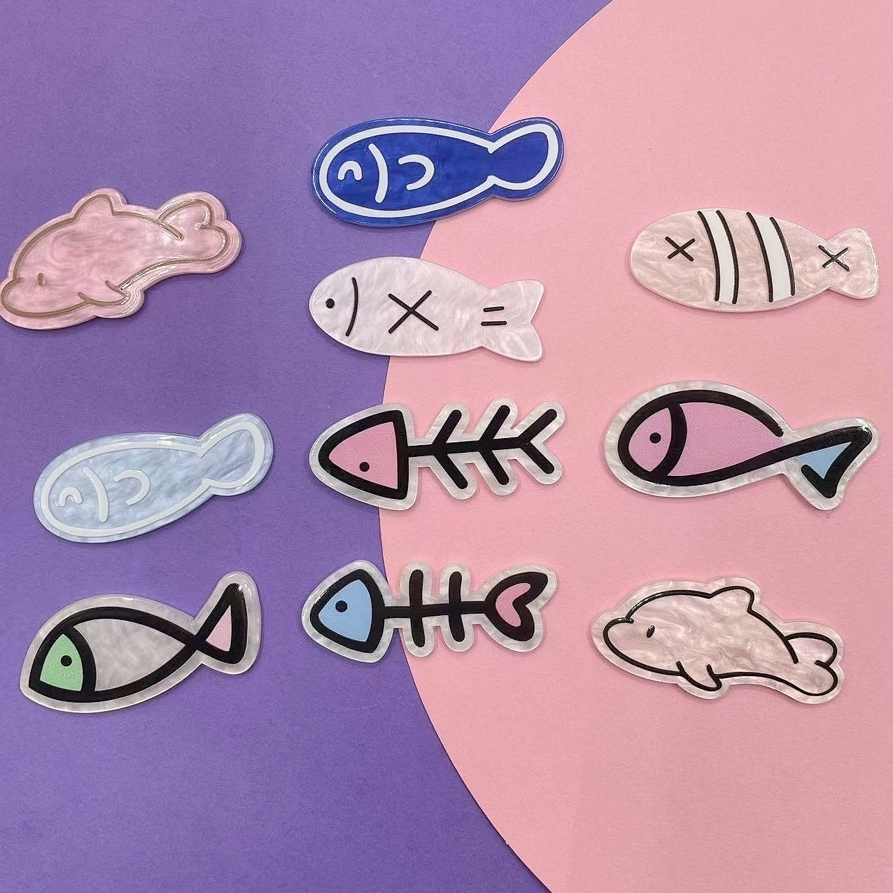 Wholesale 5pcs Cartoon Fish Acrylic FlatBack Cute Accessories