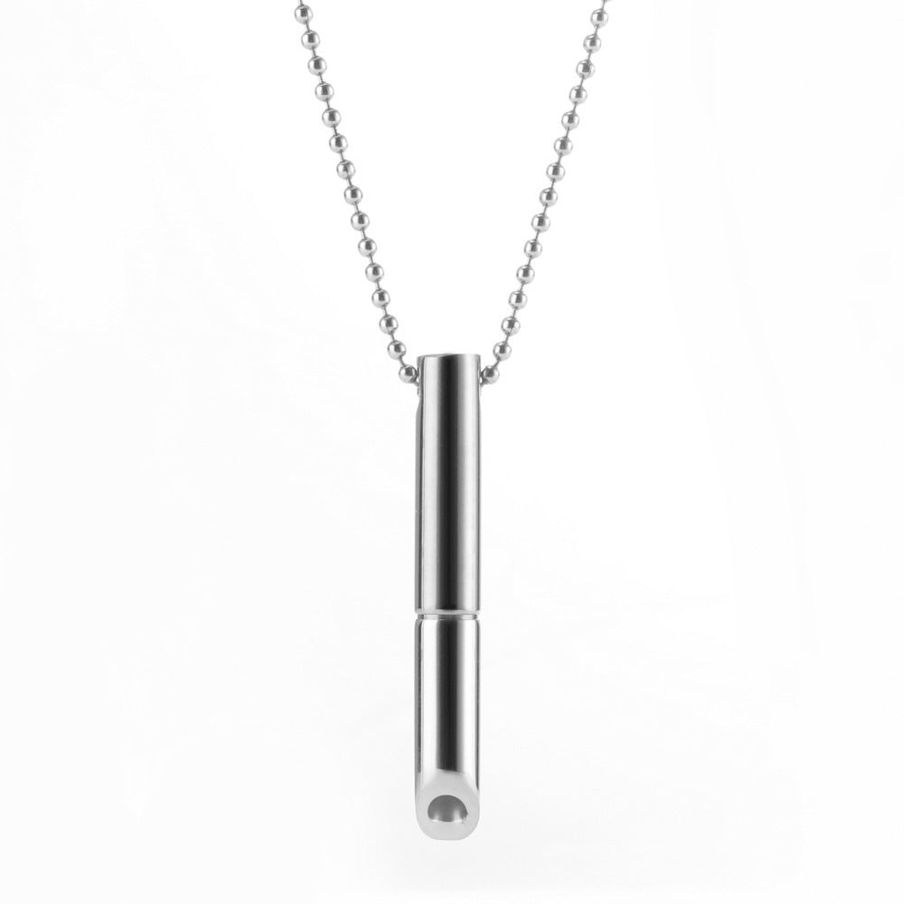 Wholesale Meditation Breath Decompression Whistle Stainless Steel Black Gold Gold Pendant Necklace