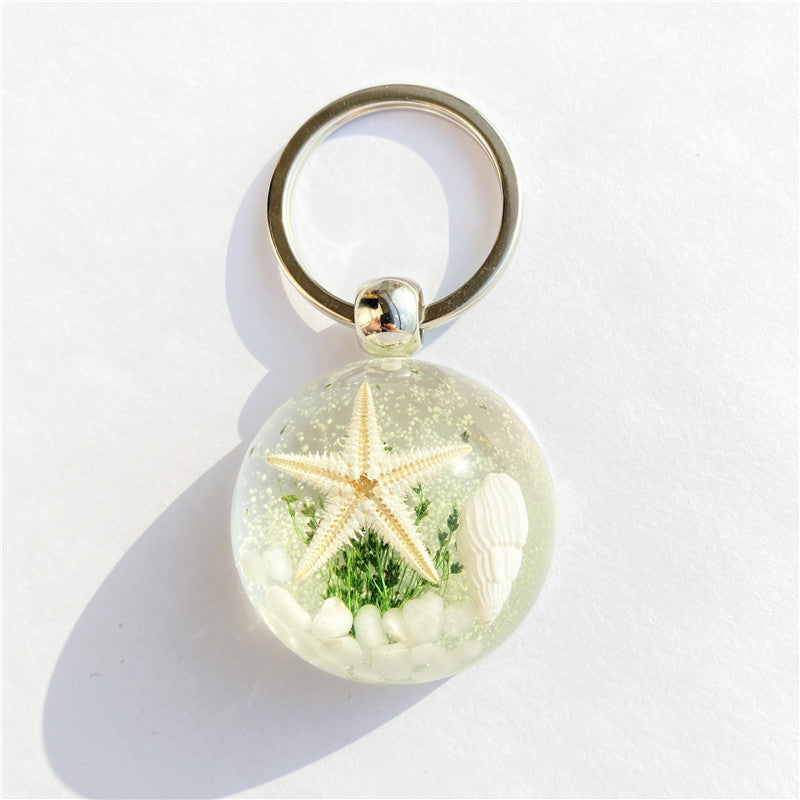 Wholesale 6pcs Starfish Amber Souvenir Keychains