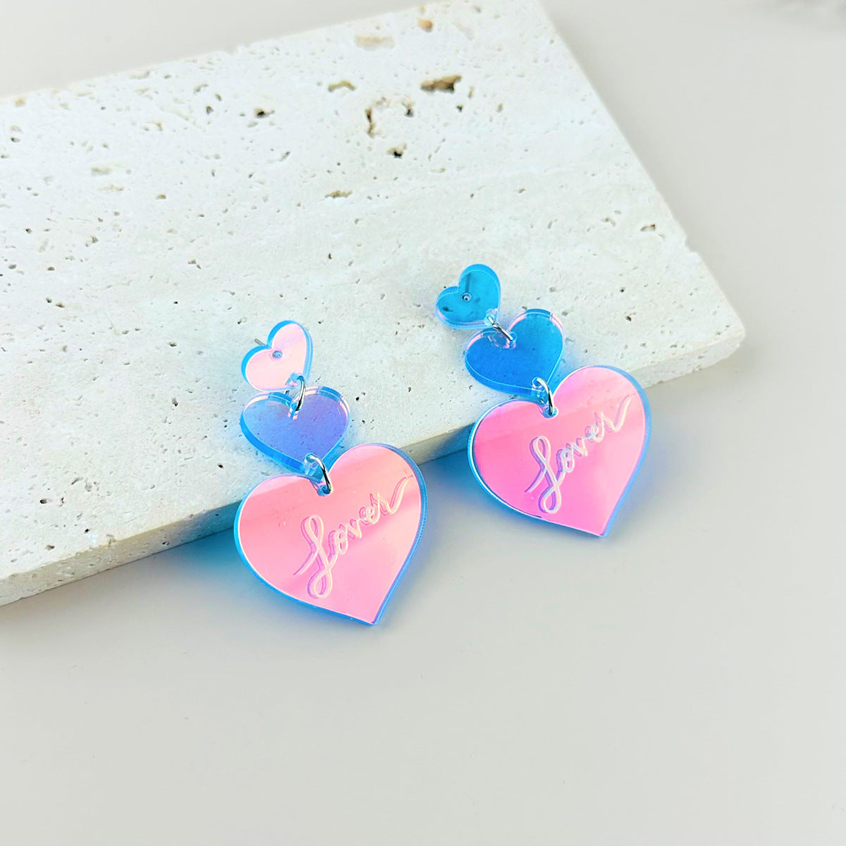 Wholesale Valentine' s Day Colorful Spliced Love Letter Acrylic Earrings