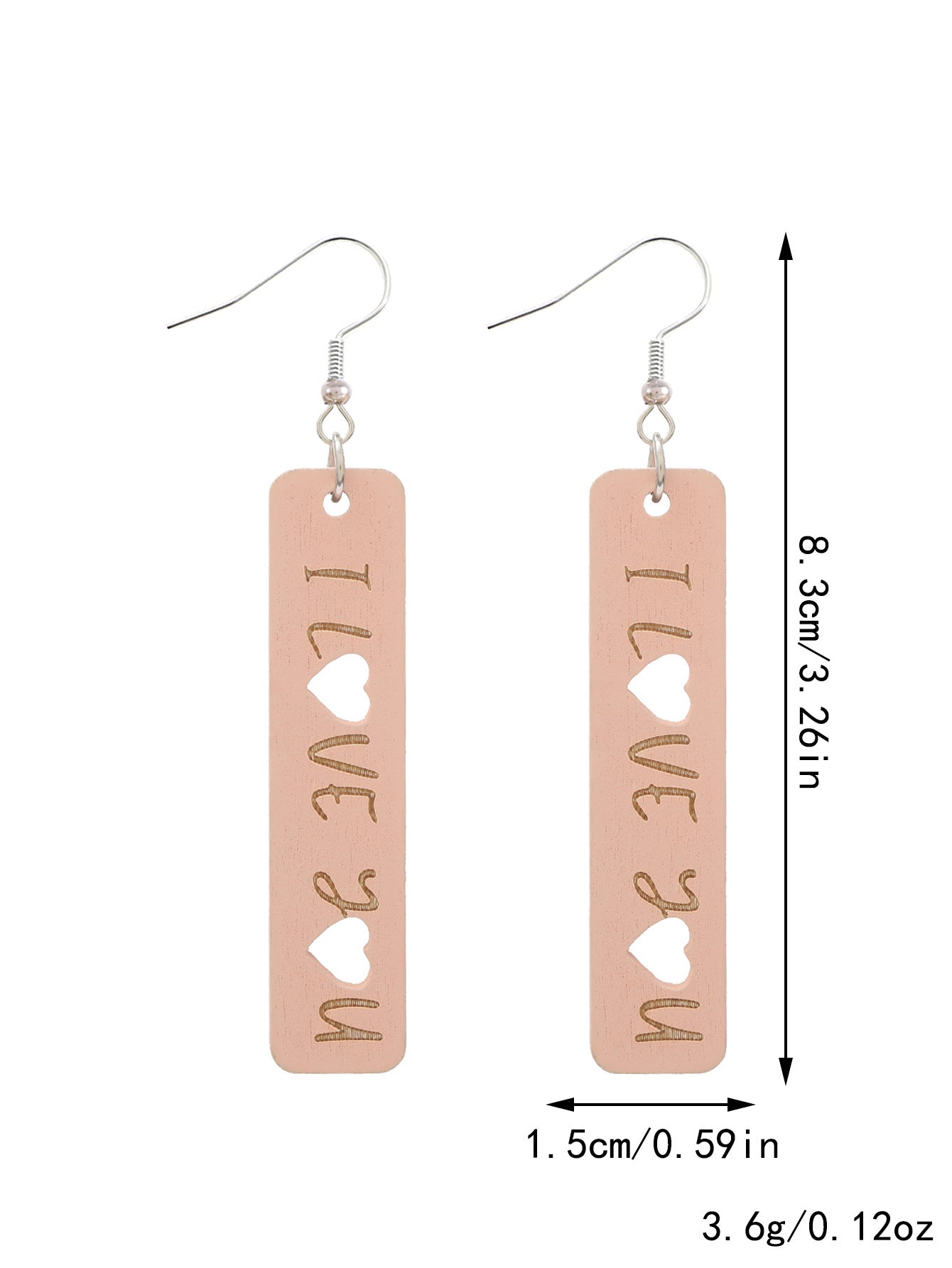 Wholesale Plaid Striped English Letter LOVE Wooden Heart-shaped Earrings