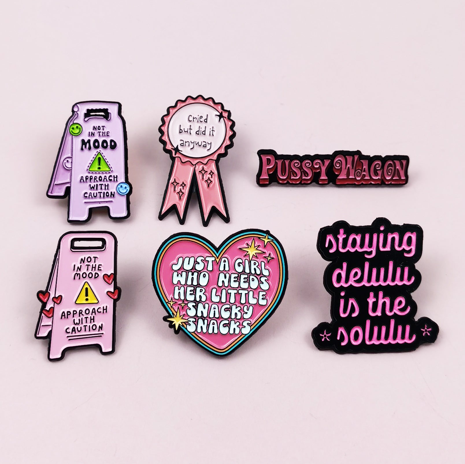 Wholesale Pink Series English Quotes Love Billboard Geometric Brooch