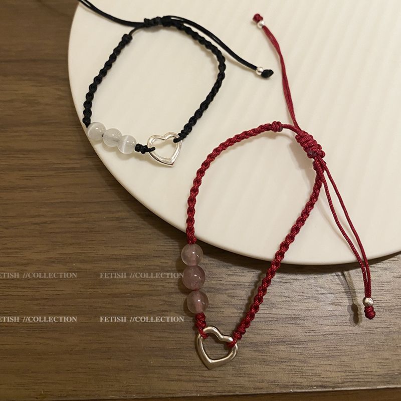 Wholesale Strawberry Love Red Rope Weaving Valentine' s Day Bracelet