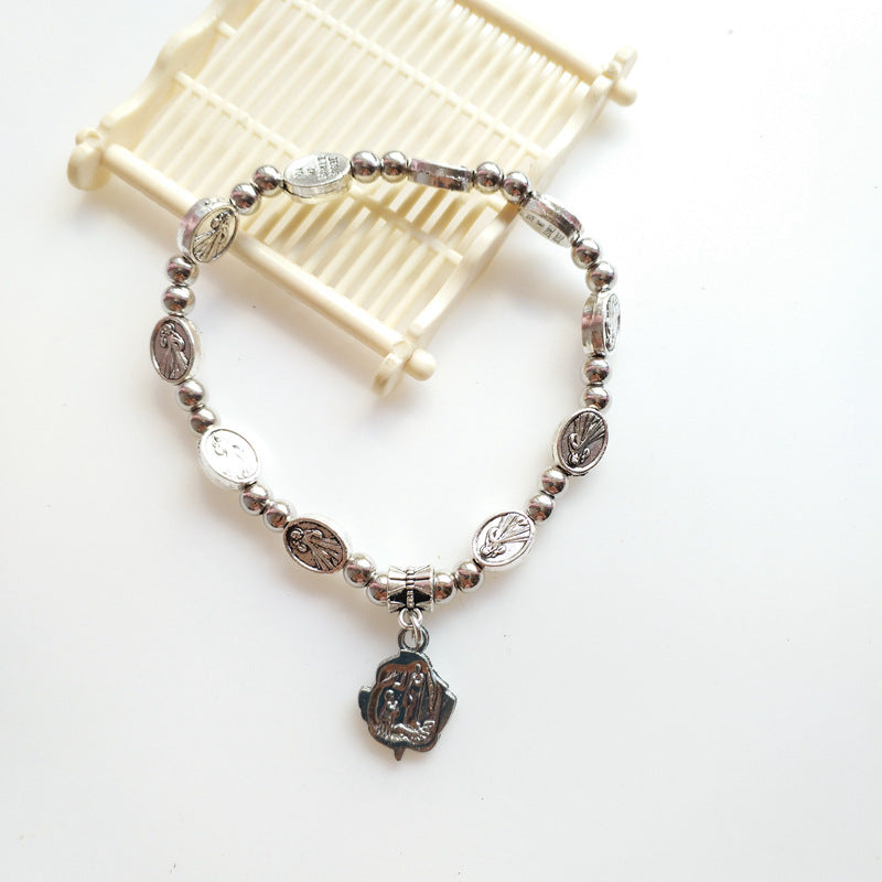 Wholesale Cross Crystal Alloy Elastic Beaded Bracelet