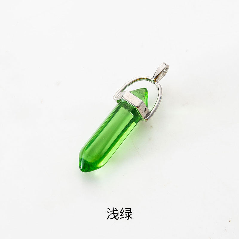 Wholesale Fashion Hexagonal Column Diamond Bullet Pendant Accessories Glass Pendant Glass Necklace Jewelry