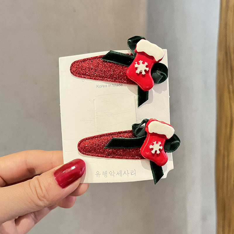 Wholesale 2023 Christmas Cartoon Mink Hair Elk Antler Cloth Children's Hair Card