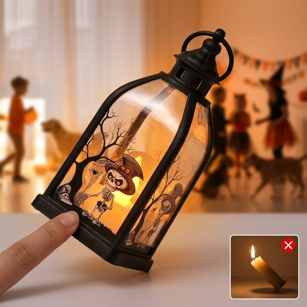 Wholesale Retro  Pumpkin Lantern With Witch Design For Party Bar Decorative Accent