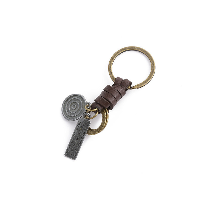 Wholesale  key chain accessories retro versatile leather rope key chain semi-finished DIY pendant accessories