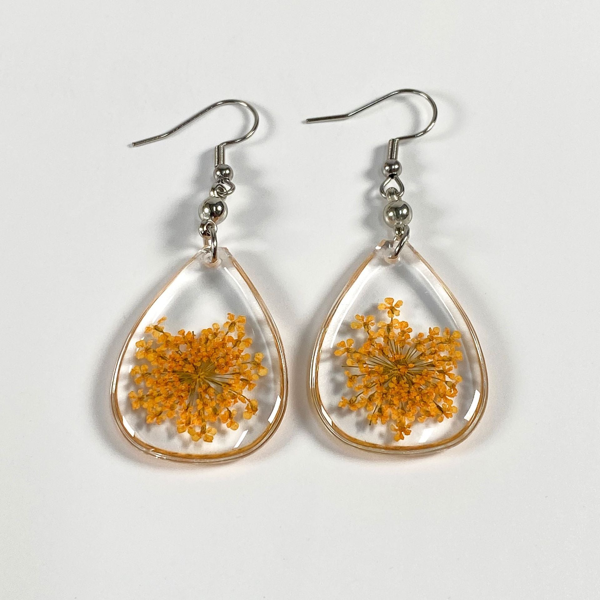 Wholesale 6pcs Colorful Lace Dried Flower Drip Resin Earrings