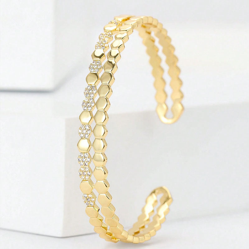 Wholesale Open honeycomb bracelet ring set decorative bracelet ring women