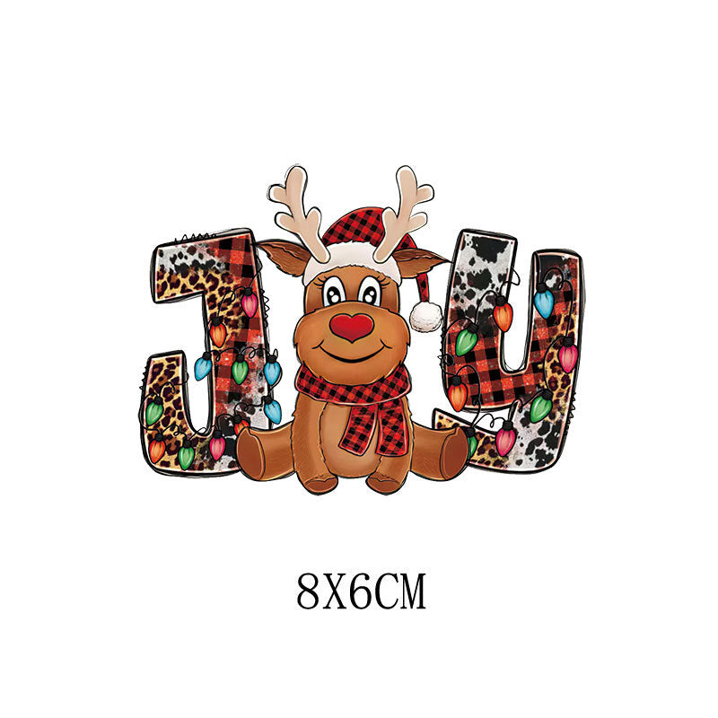 Wholesale  5pcs/pack   Children' s Cartoon Christmas Heat Transfer Stickers   UV DTF Ready to Press Transfers Wraps