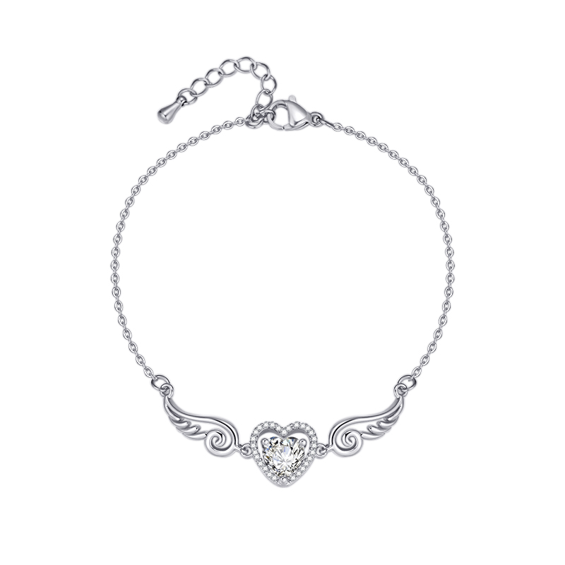 Wholesale Valentine's Day Love Zircon Copper Necklace Bracelet Set