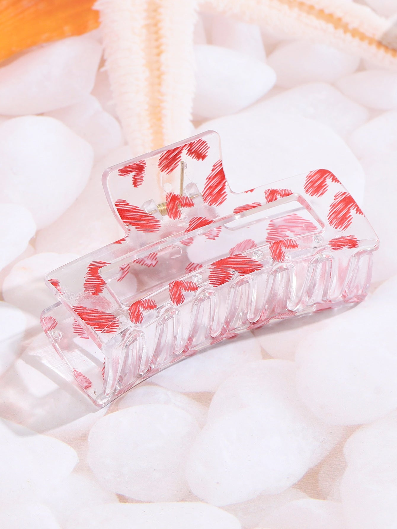 Wholesale  Printed Heart-Shaped Hair Clip  Large Shark Clip