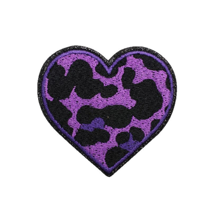 Wholesale Leopard Print Glitter Star Embroidered Patch Polyester Applique For Clothing Bags DIY