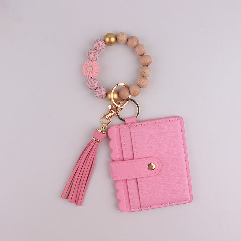 Wholesale Silicone Handmade Beaded Wristlet Keychain