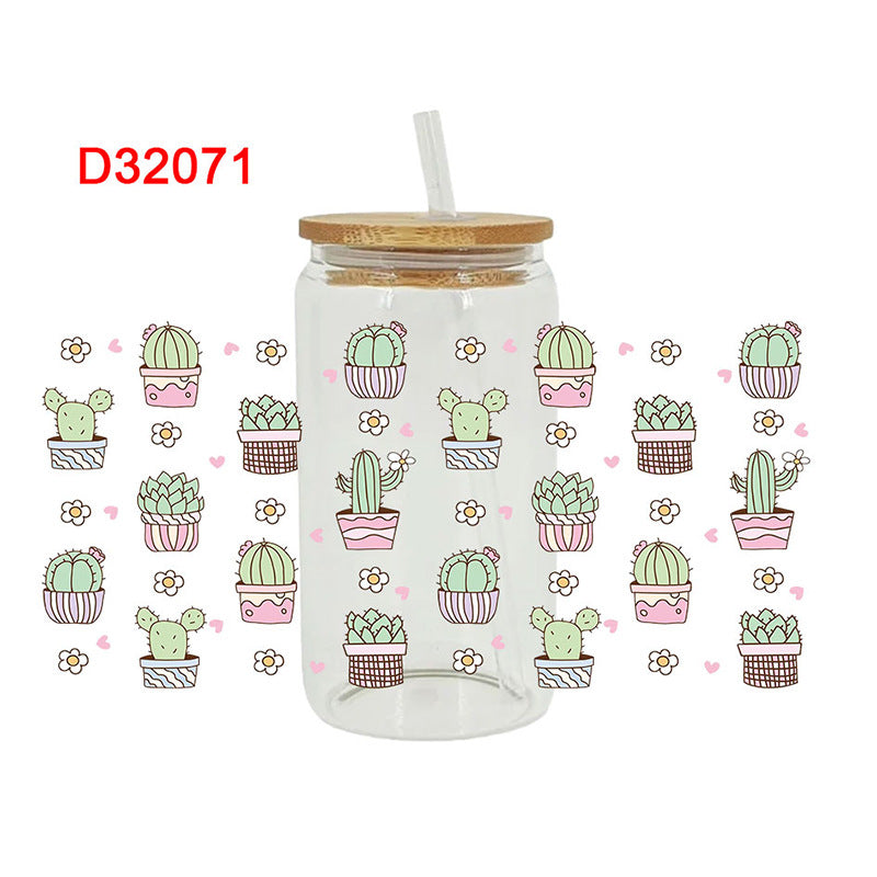 Wholesale Uv Transfer Sticker Glass Cup 16oz Cup UV DTF Wraps