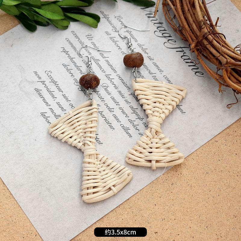 Wholesale Bohemian Leisure Holiday Rattan Earrings