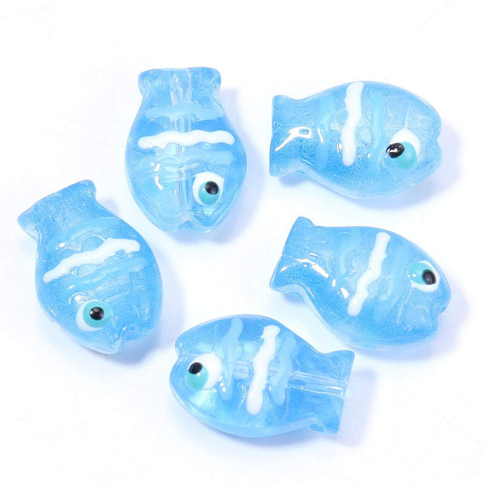 Wholesale 10pcs Ocean Cute Glass Hand-Painted Fish Beads