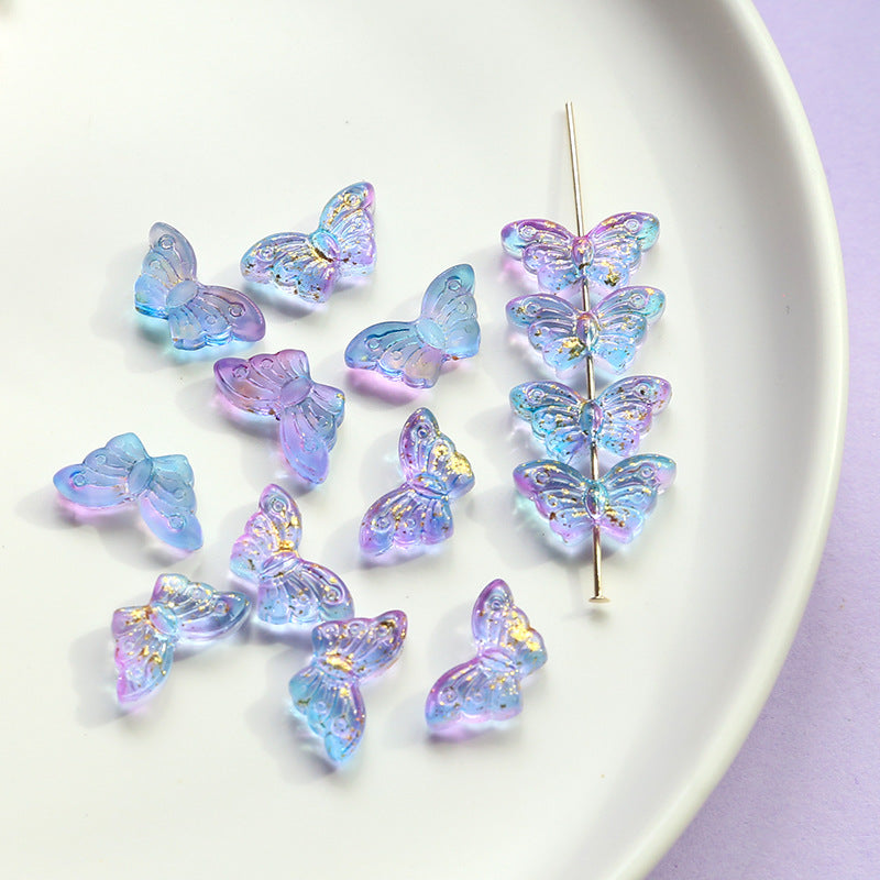 Wholesale 10pcs Retro Butterfly Colorful Glass Acrylic Beads