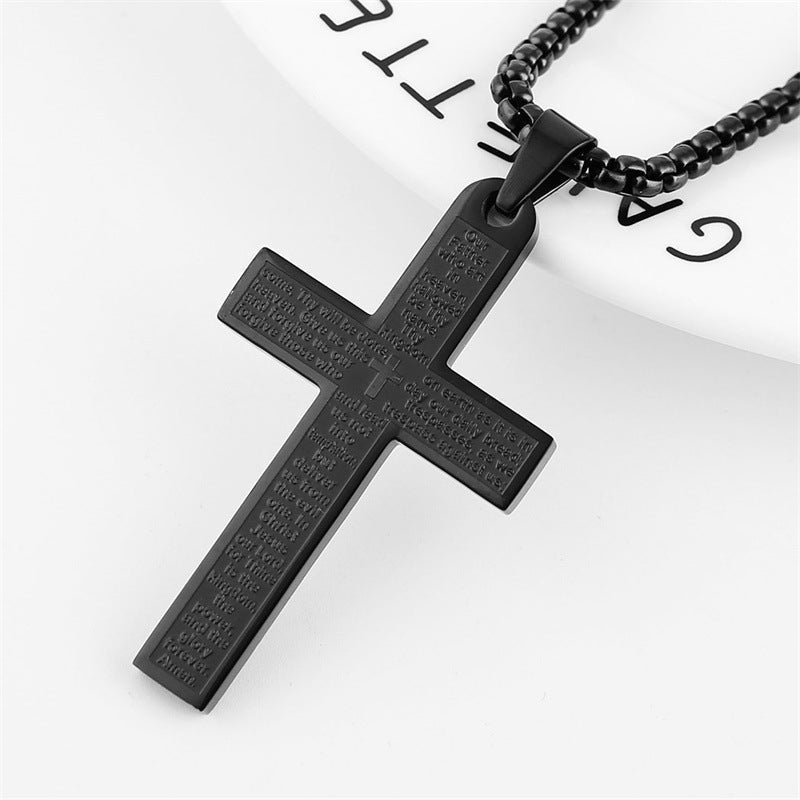 Wholesale Cross Scripture Pendant Stainless Steel Necklace