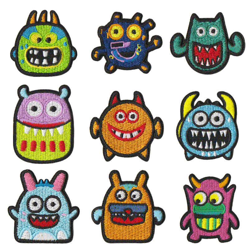 Wholesale Trendy  Ghost Patch Set 9 Embroidered Cloth Patches For Bag Clothing Towel Decoration DIY Craft Supply