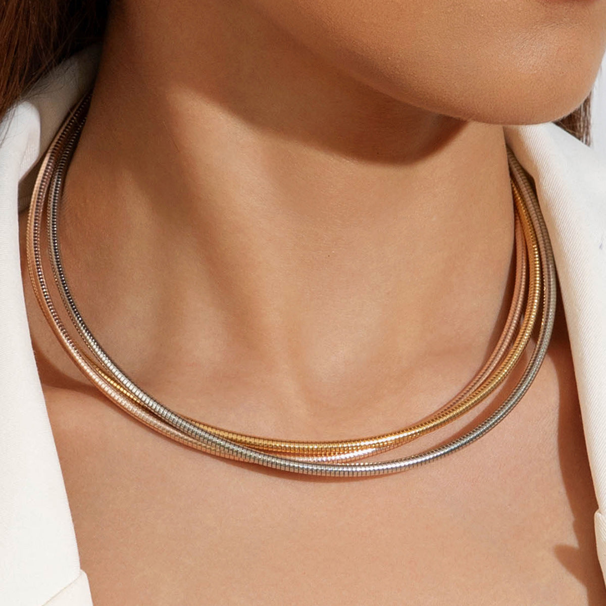 Wholesale temperament metal wide plain ring necklace