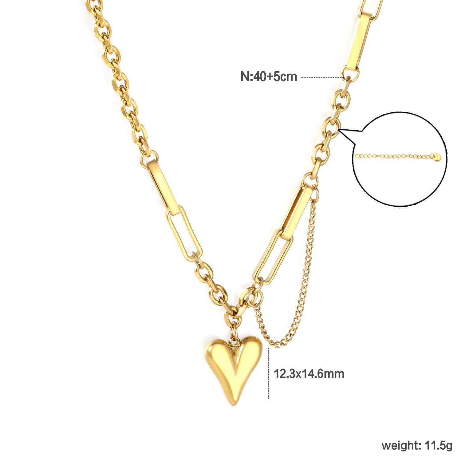 Wholesale 18k Gold-Plated Heart Pendant Stainless Steel Necklace