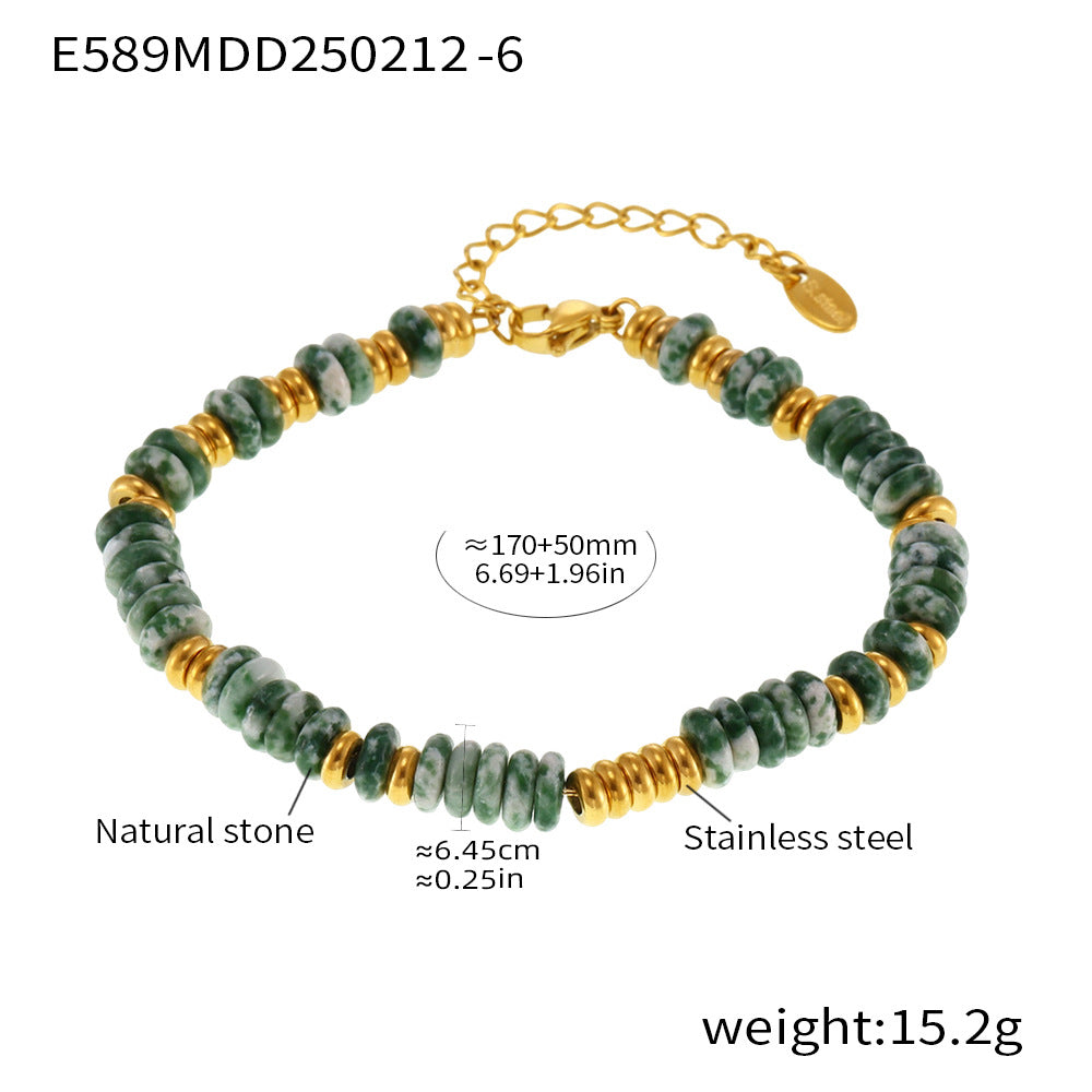 Wholesale Abacus Bead Titanium Steel Gold Plated Bracelet
