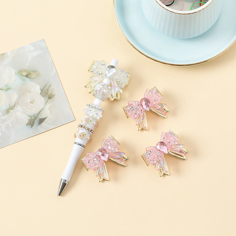 Wholesale 10pcs Heavy Industry Full Diamond DIY Alloy Bow Beads