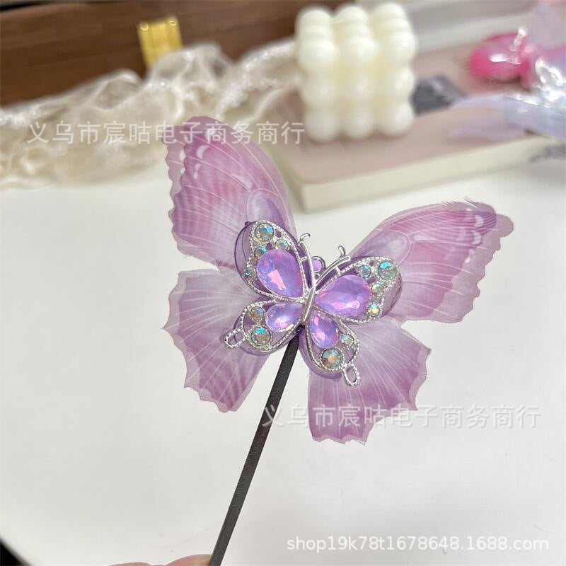 Wholesale  2pcs Big Butterfly Acrylic Alloy Adhesive Drill Handmade Through Hole