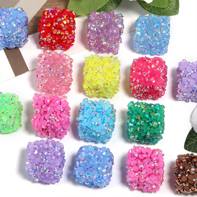 Wholesale 10pcs Colorful Resin Diamond Soft Sugar Beads