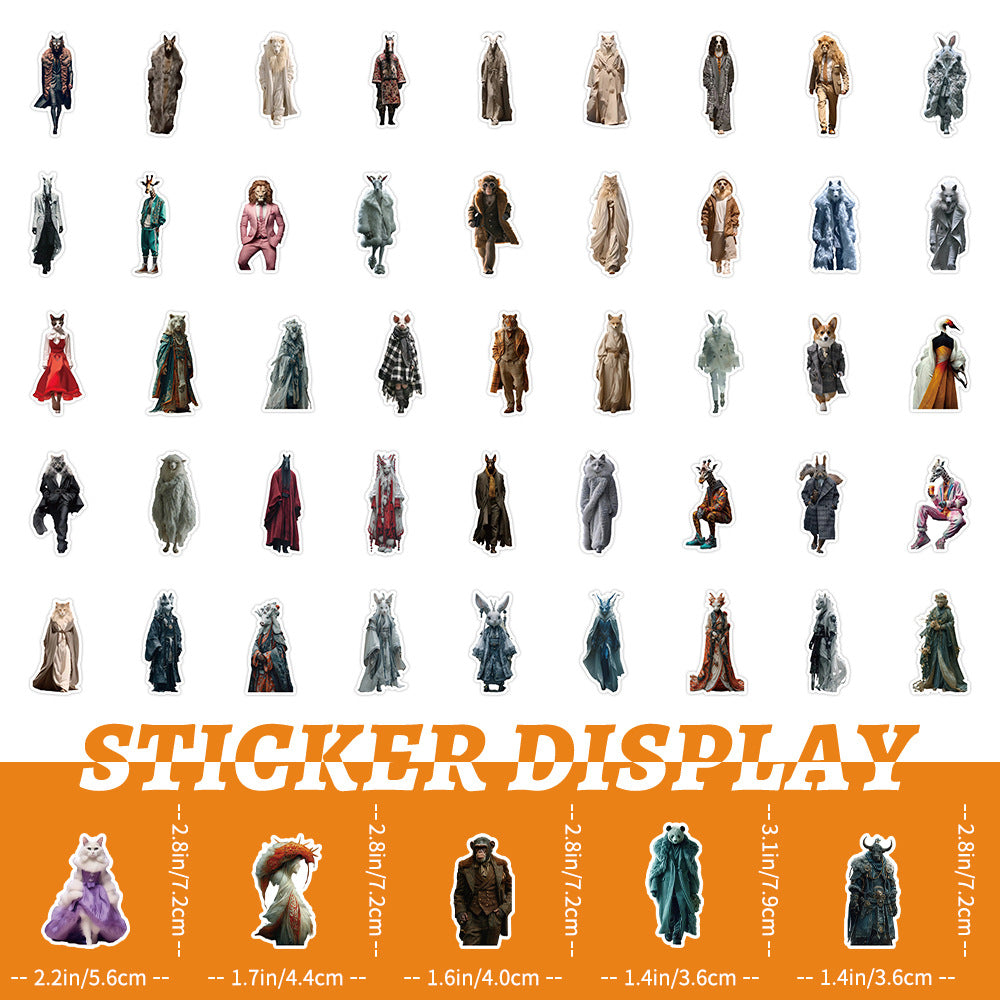 Wholesale 53pcs animal clothing paired with Waterproof Vinyl Stickers