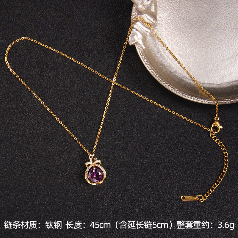Wholesale Purple Zircon Necklace Heart Pendant Jewelry