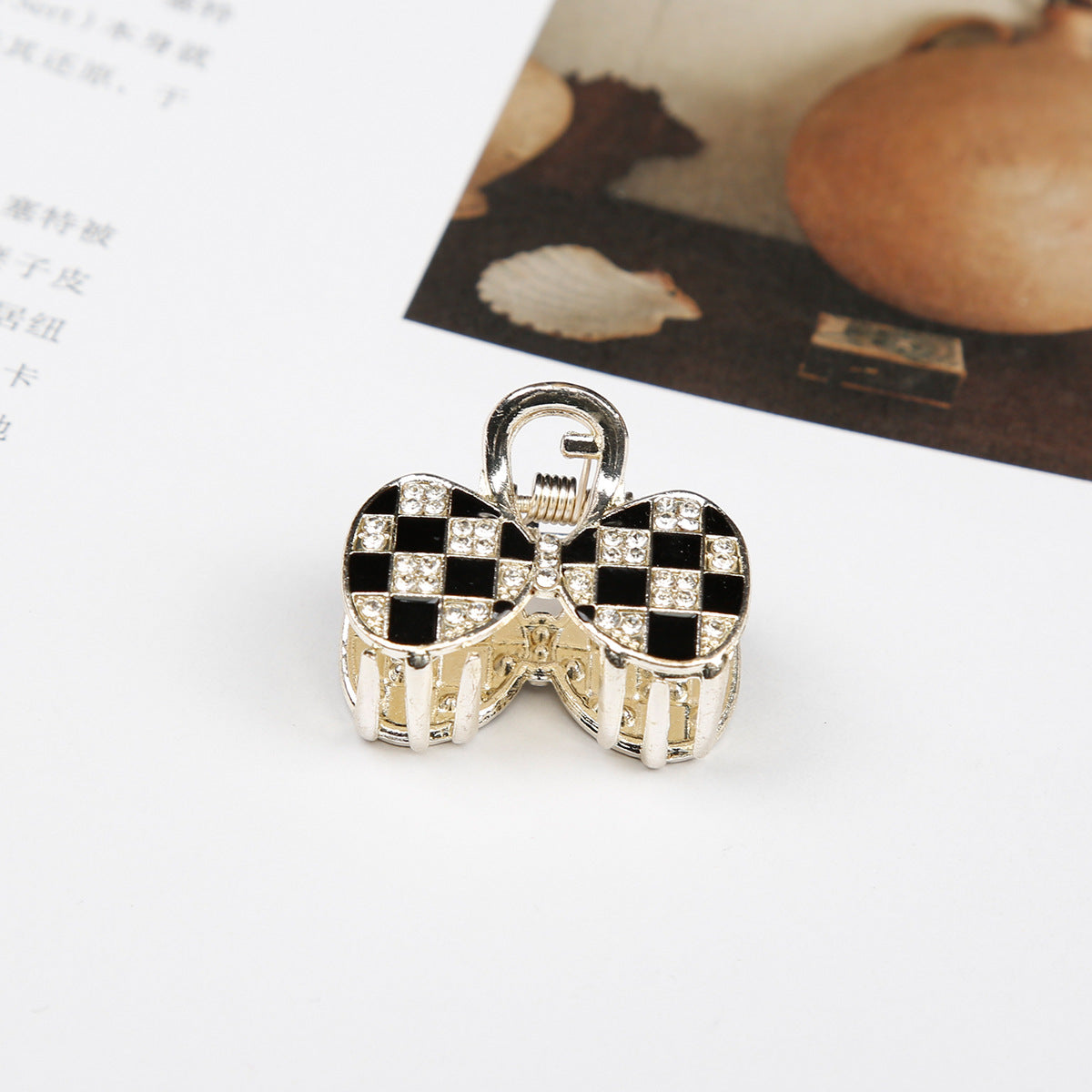 Wholesale Love Checkerboard Water Diamond Alloy Hair Clip
