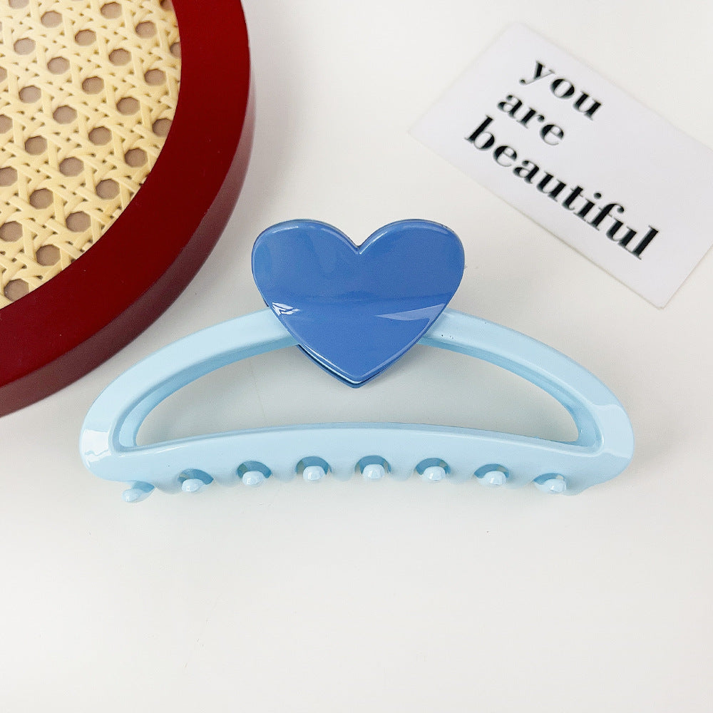 Wholesale Resin Hollow Out Half Circle Heart Color Matching Hair Clip