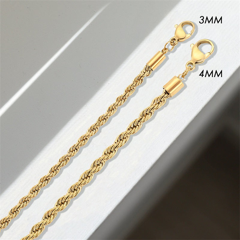 Wholesale Gold Plated Twist Chain Stainless Steel Clavicle Chain