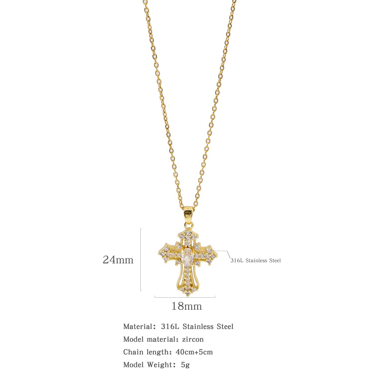 Wholesale Colorfulful Zircon Men' s and Women' s Cross Necklace Niche Design