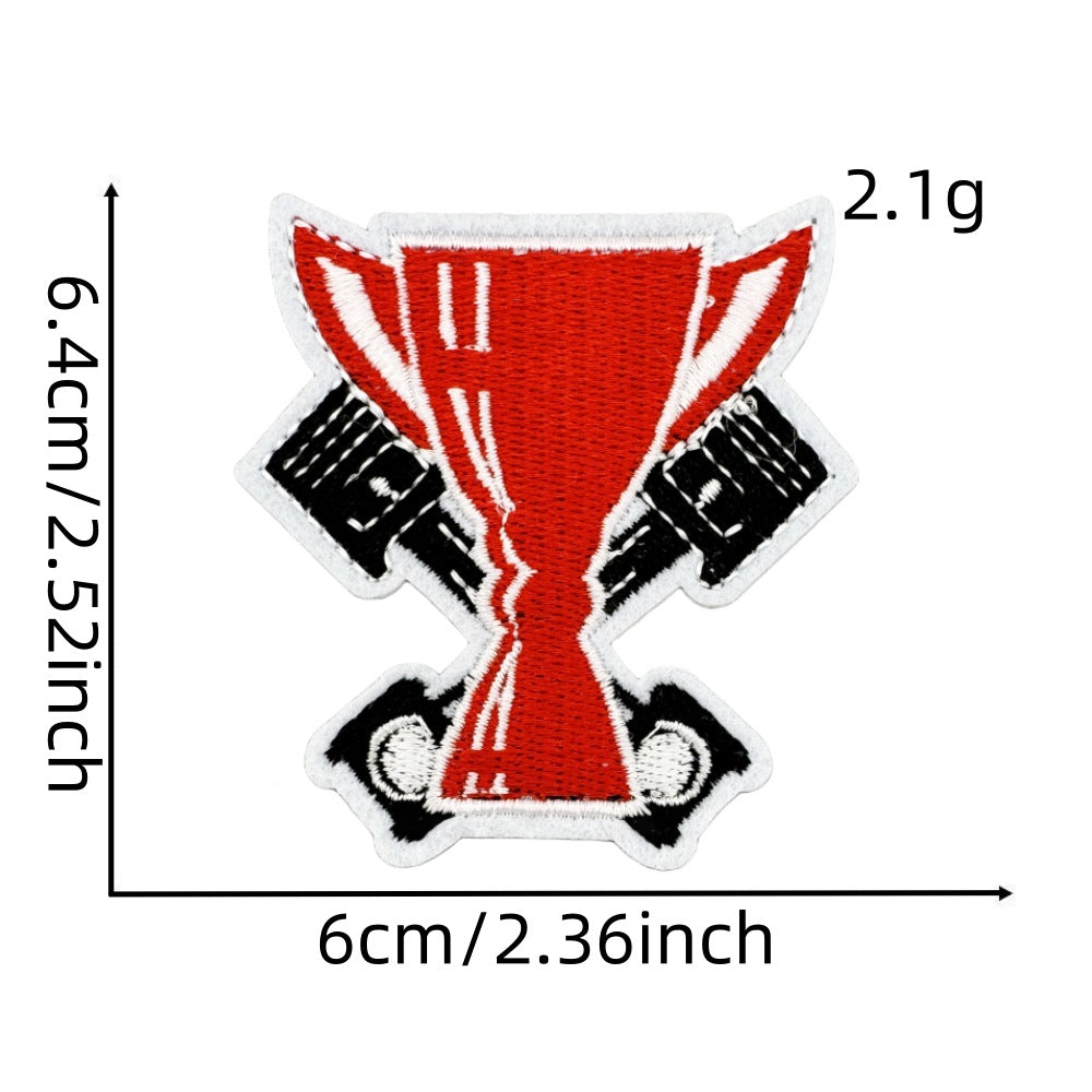 Wholesale Black and White Racing Flag Series Embroidery DIY Patches