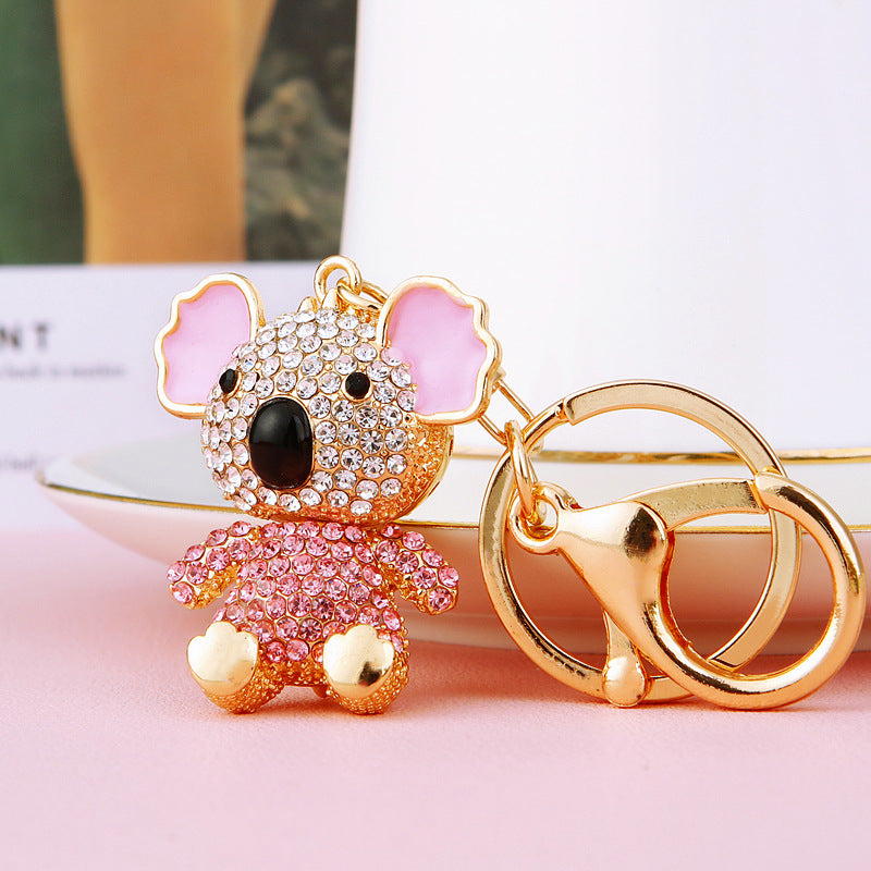 Wholesale Pink Diamond Koala Bear Metal Keychain