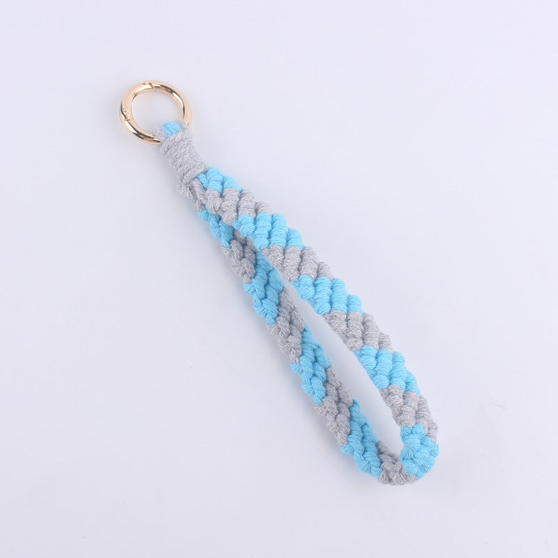 Wholesale Hand Woven Colorful Pattern Cotton Rope Keychain