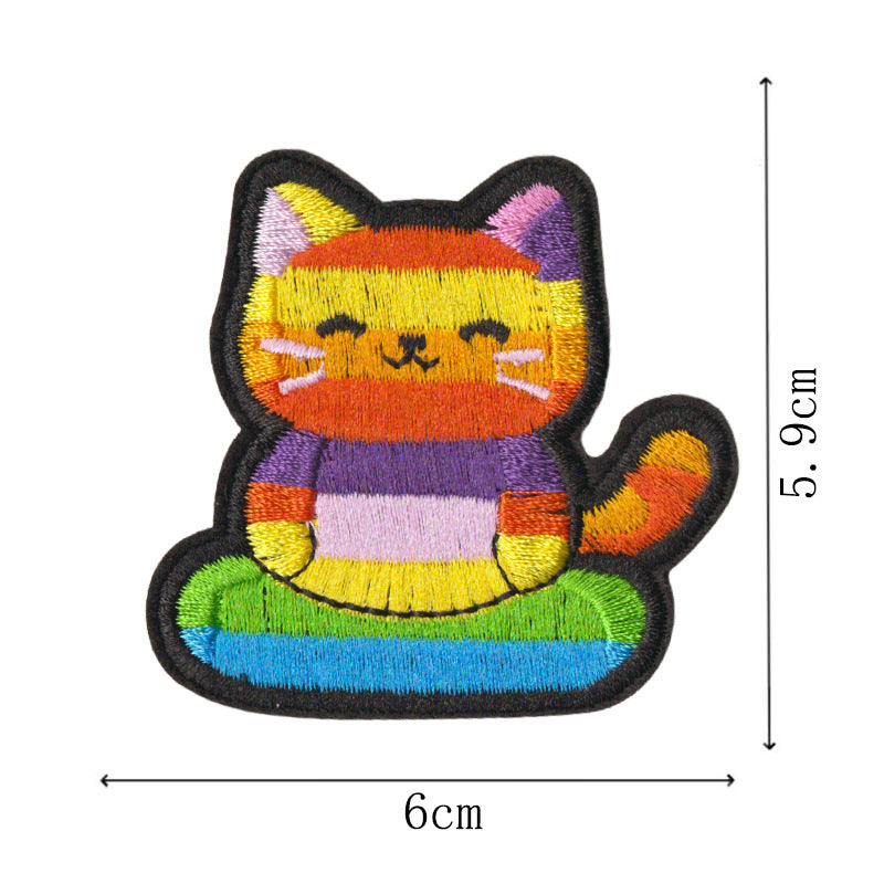 Wholesale Cute Cartoon Cat Embroidery Patches Iron On DIY Sewing Set Of 9 For Clothing Trendy Craft